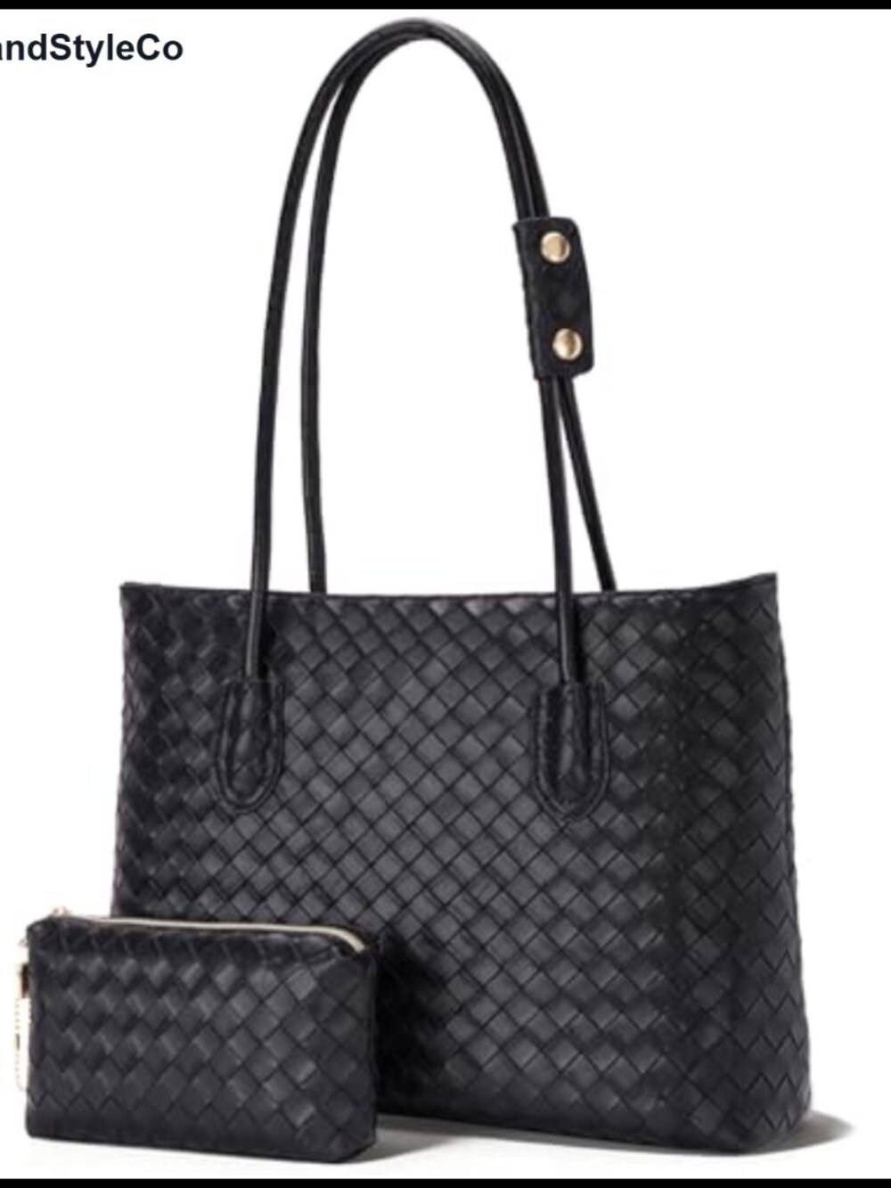 Vegan Leather Tote Bag for Women Large Capacity Zip Shoulder Bag with Pouch
